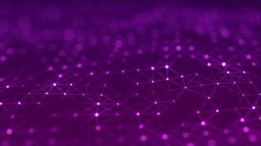 Soyut fütüristik dinamik arka plan. Noktalı ve çizgili ağ bağlantı yapısı. Büyük veri görselleştirmesi. 3B görüntüleme.