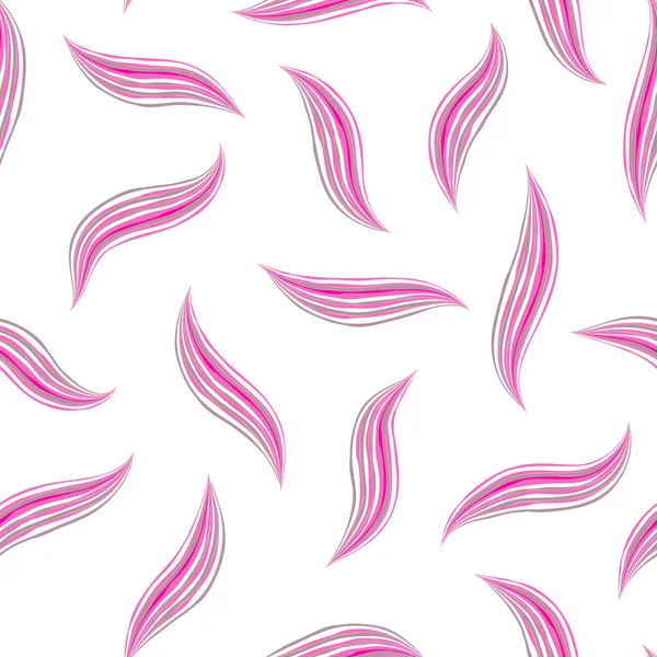 Pink Striped Feathers White Background Vector Abstract Seamless Pattern Design — Stock Vector