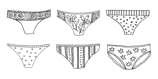 一套女式内裤 涂鸦的例子 矢量概述设计的要素 — 图库矢量图片