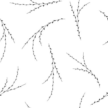 Beyaz arka planda tek krom dikenli dallar. Vektörsüz desen.