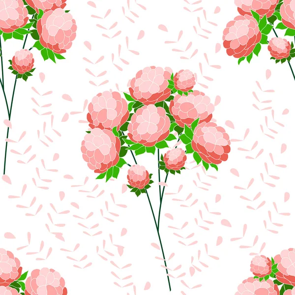 Flores Rosadas Sobre Fondo Blanco Patrón Sin Costura Vectorial Diseño — Vector de stock