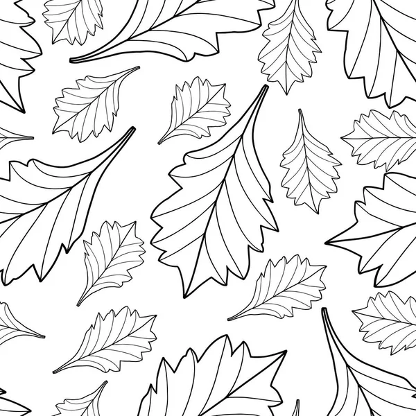 Monochrome Leaves White Background Design Coloring Page Fabric Print Card — Stock Vector