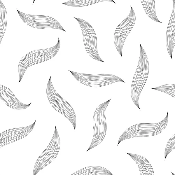 Umrisse Blätter Auf Weißem Hintergrund Nahtloses Monochromes Vektormuster Design Für — Stockvektor