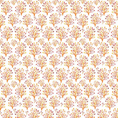 Beyaz arka planda soyut parlak ağaçlar. Suluboya kusursuz desen.