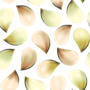 Soyut bulanık yapraklar ve beyaz arka planda yapraklar. Suluboya kusursuz desen. Yazdırma, kart, duvar kağıdı, kumaş tasarımı.