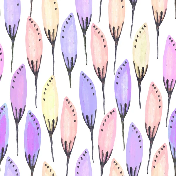 Розовые Фиолетовые Бежевые Листья Белом Фоне Акварельный Узор Дизайн Ткани — стоковое фото