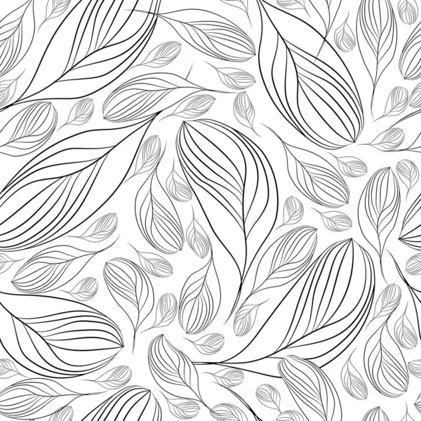 Abstrakte Florale Illustration Vektor Nahtlose Muster Umrissene Blütenblätter Auf Weißem — Stockvektor