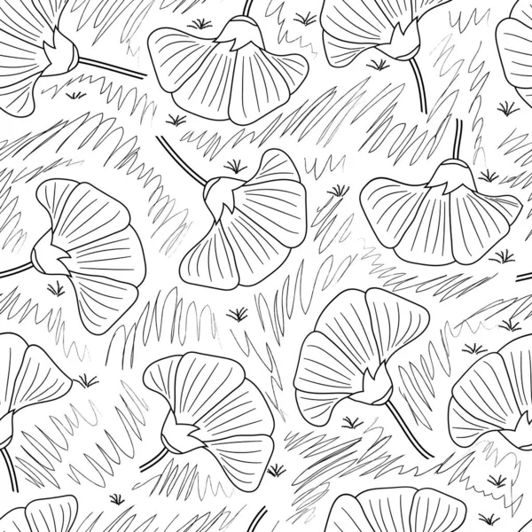 Florale Umrisse Vektor Nahtlose Muster Design Für Stoffe Karten Tapeten — Stockvektor
