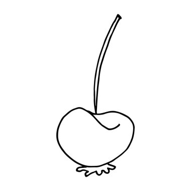 Beyaz arka planda bir çilek çizimi. Tasarım için izole edilmiş öğeyi özetler. Vektör.