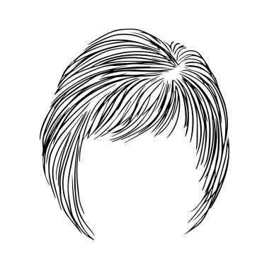 Güzel kadın saç stili. Tasarım için vektör ögesi. El çizimi illüstrasyon.