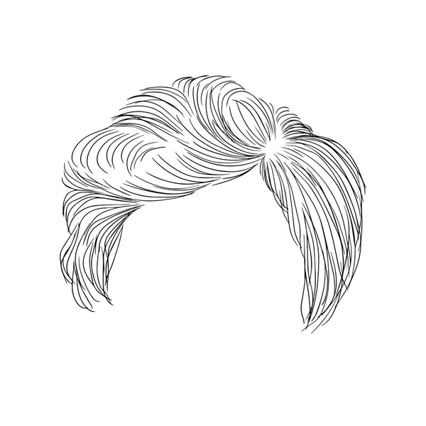Peinado Femenino Corto Esbozo Monocromático Sobre Fondo Blanco Elemento Vectorial — Archivo Imágenes Vectoriales