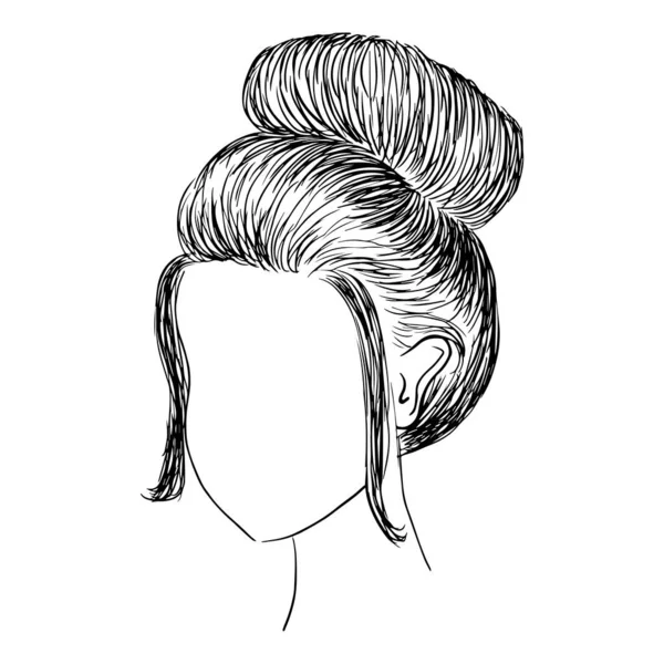 Croquis Une Coiffure Mariage Élégante Pour Les Cheveux Longs Illustration — Image vectorielle