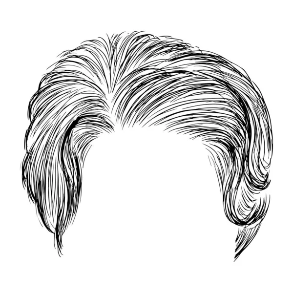 カールを持つエレガントな女性の髪型 設計のためのベクトル要素 手描きイラスト — ストックベクタ