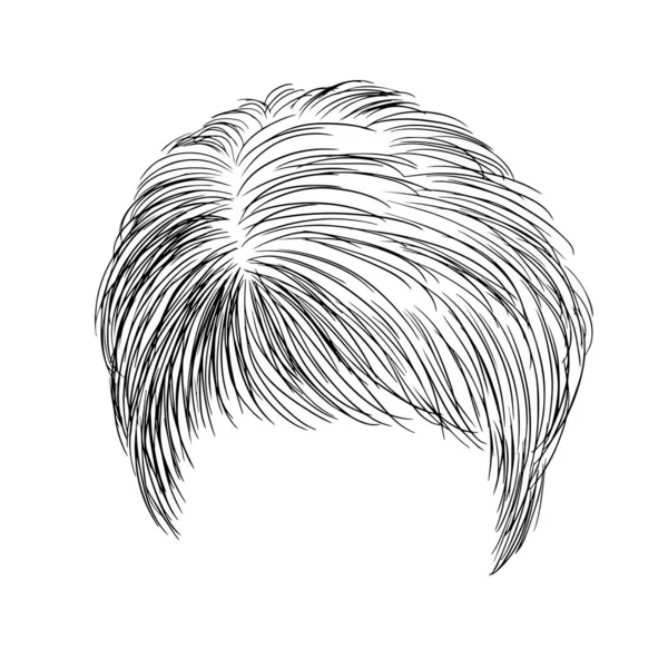 Taglio Capelli Corto Donna Elemento Vettoriale Design Illustrazione Disegnata Mano — Vettoriale Stock