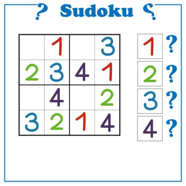Çocuklar için oyun. Resimli çocuklar için sudoku oyunu. Çocuk faaliyet sayfası