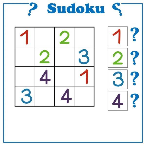 Spiel Für Kinder Sudoku Spiel Für Kinder Mit Bildern Aktivitätsbogen — Stockvektor