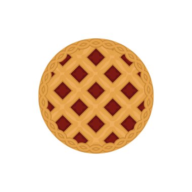 Beyaz arka planda izole edilmiş klasik çilekli turta. Şükran Günü tatili için mangırlı tatlı.