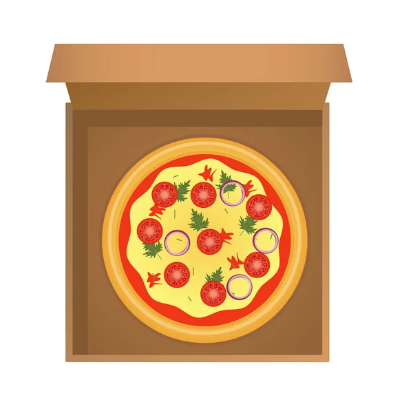 Pizza kutusu. Pizza Margherita Vektör İllüstrasyonu. Menü Pizza Vektörü Simgesi 2.