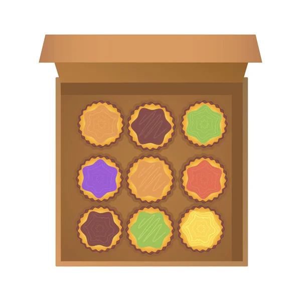 Conjunto Cupcakes Una Caja — Archivo Imágenes Vectoriales