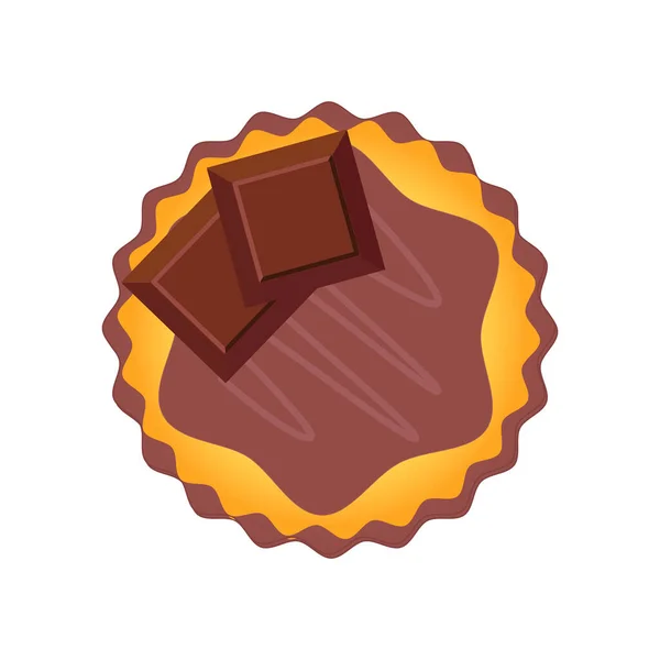 Vista Cupcake Chocolate Desde Parte Superior Vista Superior Icono Plano — Archivo Imágenes Vectoriales
