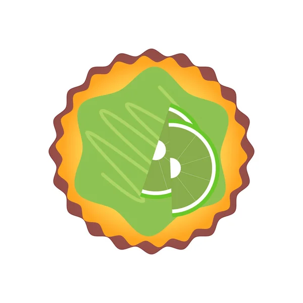 Citrus kek manzarası en tepeden. Beyaz arkaplanda düz bir simgenin üst görünümü.