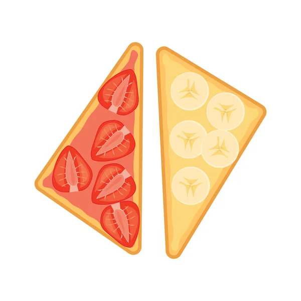 Meyveli sandviç. Beyaz masa arkaplan görünümlü üçgen sandviçlerle öğle yemeği.