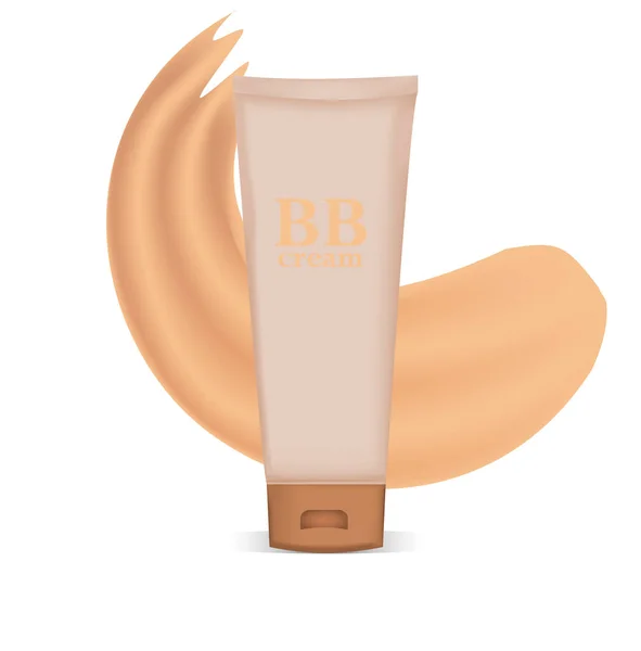Gerçekçi BB kremi, kozmetik için temel tasarım şablonu. 3 boyutlu deri yüzücü modeli 1