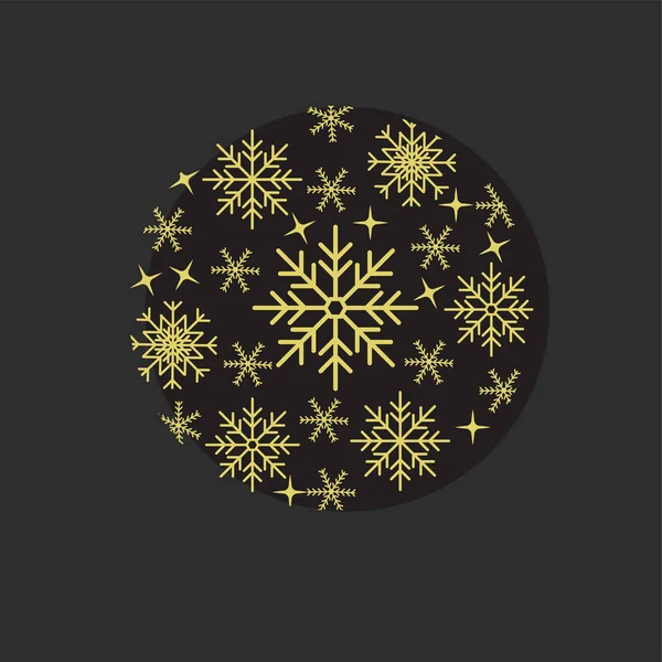 Χρυσές Γραμμικές Νιφάδες Χιονιού Σκούρο Φόντο Χειμώνας Νέο Έτος — Διανυσματικό Αρχείο