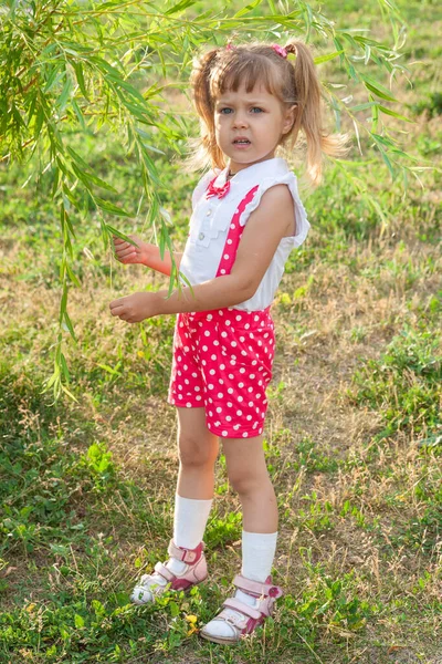 Kleines Mädchen Schönes Baby Mit Schwanz Urlaubskleidung — Stockfoto