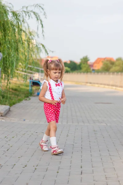 Bambina Adorabile Bambino Con Code Abiti Vacanza — Foto Stock