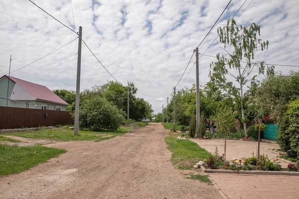 Russian Village Summer View Village Street Traditional Wooden Houses Old — Stock Photo, Image