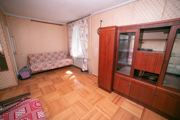 old apartment. Old ugly apartment flat view from inside, interior, retro style, old. Apartment in Russia Moscow