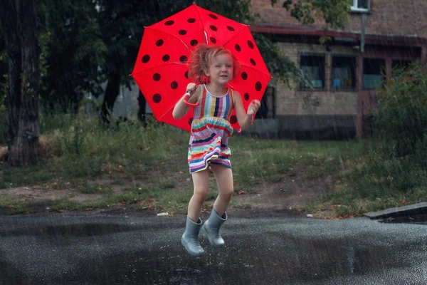 Little girl with umbrella. — Stock Photo, Image