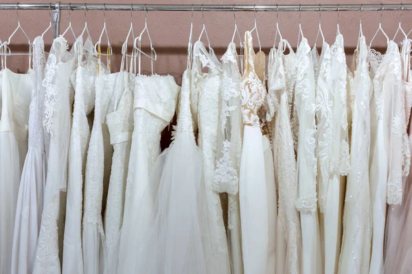 Beautiful white wedding dresses. — Stock Photo, Image