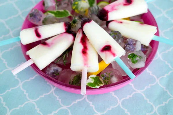 Popsicles aux fruits et glaçons — Photo