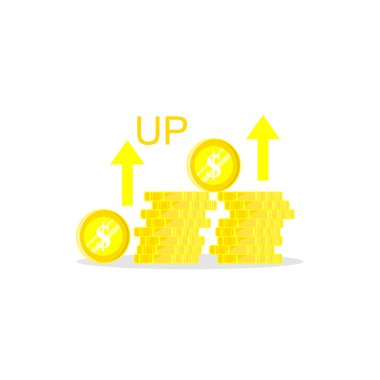 Beyaz bir arkaplan karşısında artan dolar kârının vektör illüstrasyonu