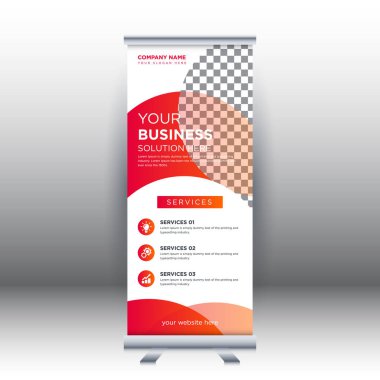 Yaratıcı soyut modern kurumsal işletme dikey rulo sancak tasarımı vektör illüstrasyon konsepti sergisi reklamcılık, sunum, kapak yayını.