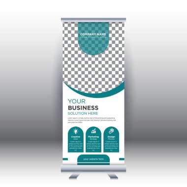Yaratıcı soyut modern kurumsal işletme dikey rulo sancak tasarımı vektör illüstrasyon konsepti sergisi reklamcılık, sunum, kapak yayını.