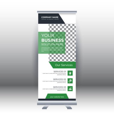Yaratıcı soyut modern kurumsal işletme dikey rulo sancak tasarımı vektör illüstrasyon konsepti sergisi reklamcılık, sunum, kapak yayını.
