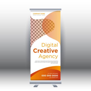 Yaratıcı soyut modern kurumsal işletme dikey rulo sancak tasarımı vektör illüstrasyon konsepti sergisi reklamcılık, sunum, kapak yayını.