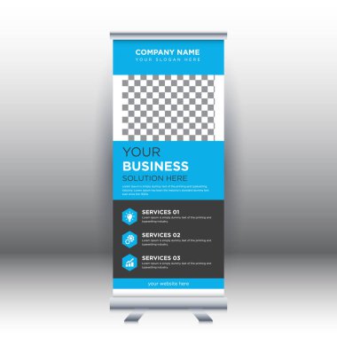 Yaratıcı soyut modern kurumsal işletme dikey rulo sancak tasarımı vektör illüstrasyon konsepti sergisi reklamcılık, sunum, kapak yayını.