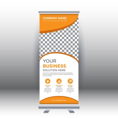 Yaratıcı soyut modern kurumsal işletme dikey rulo sancak tasarımı vektör illüstrasyon konsepti sergisi reklamcılık, sunum, kapak yayını.
