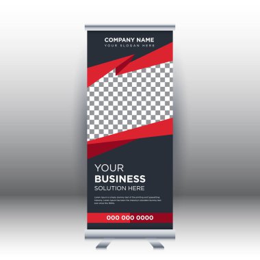 Yaratıcı soyut modern kurumsal işletme dikey rulo sancak tasarımı vektör illüstrasyon konsepti sergisi reklamcılık, sunum, kapak yayını.