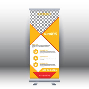 Yaratıcı soyut modern kurumsal işletme dikey rulo sancak tasarımı vektör illüstrasyon konsepti sergisi reklamcılık, sunum, kapak yayını.