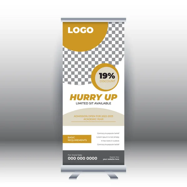 Educação Roll Banner Stand Template Design Banner Criativo Kid School — Vetor de Stock