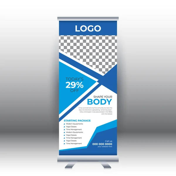 Fitness Roll Modelo Design Banner Venda Fundo Abstrato Pull Design — Vetor de Stock