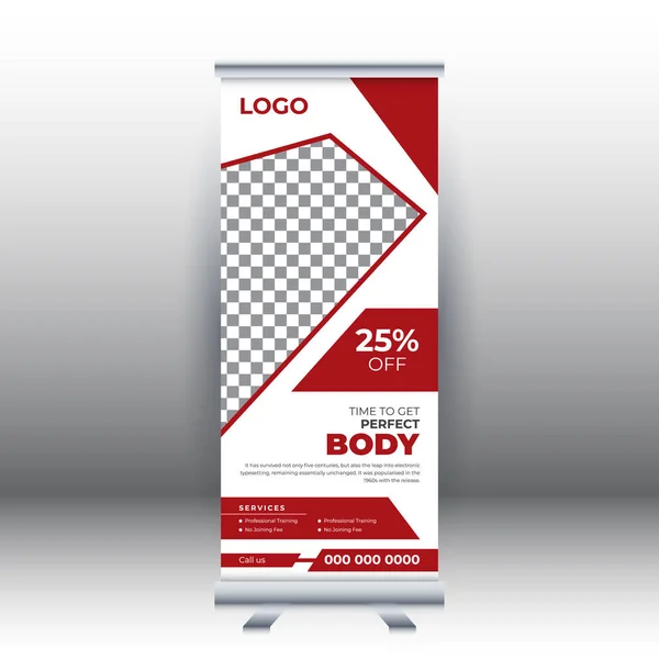 Plantilla Diseño Banner Venta Roll Fitness Fondo Abstracto Diseño Pull — Vector de stock