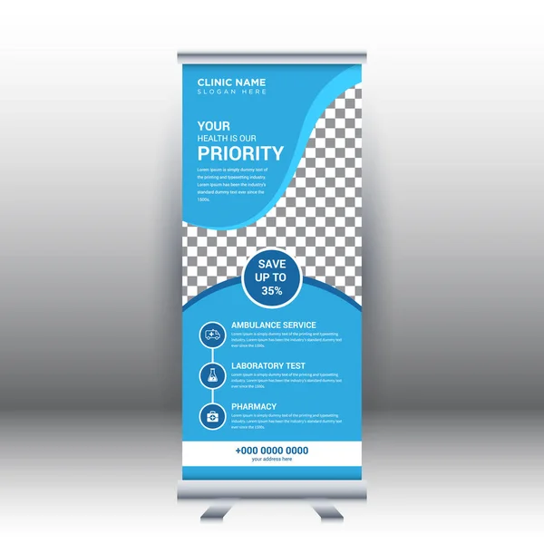 Kreative Abstrakte Moderne Medizinische Roll Banner Design Vorlage Vektor Illustrationskonzept — Stockvektor