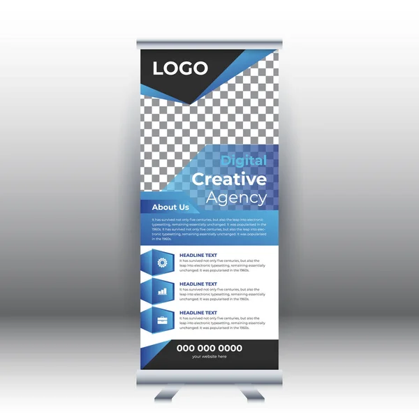 Creativo Astratto Moderno Business Aziendale Verticale Roll Banner Design Modello — Vettoriale Stock