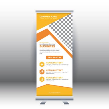 Yaratıcı soyut modern kurumsal işletme dikey rulo sancak tasarımı vektör illüstrasyon konsepti sergisi reklamcılık, sunum, kapak yayını.